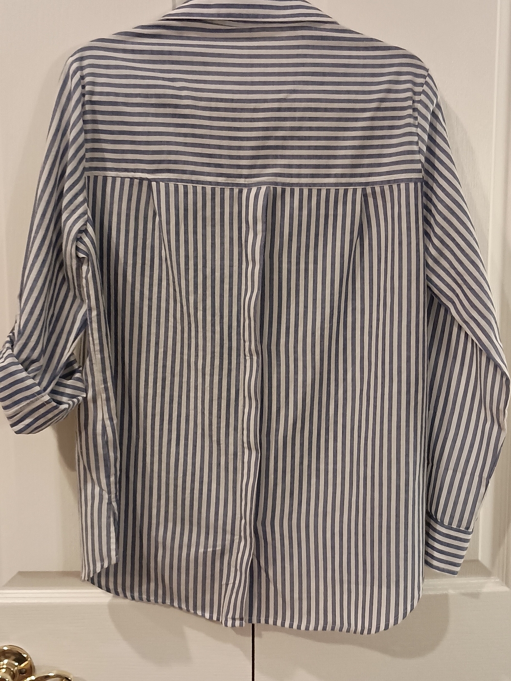 Eden & Olivia Navy and White Striped Button-Down Shirt - Picture 12 of 16